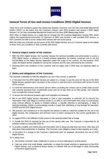 Forhåndsvis bilde av General Terms of Use and Licence Conditions ZEISS Digital Services