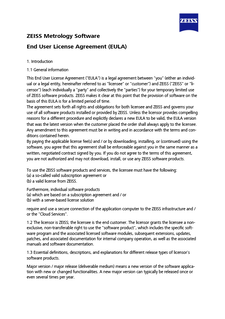 Forhåndsvis bilde av ZEISS Metrology Software End User License Agreement (EULA)