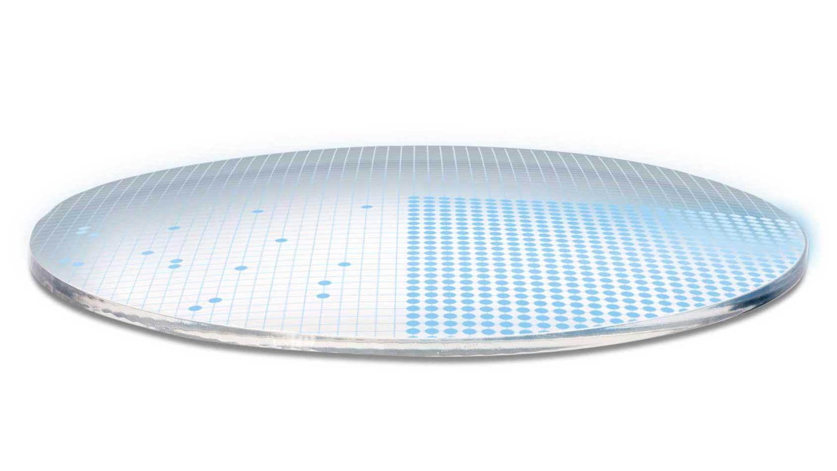 3D-illustrasjon av glass som viser 700 blå prikker som symboliserer 700 frie parametere for en svært kompleks glassoverflate.