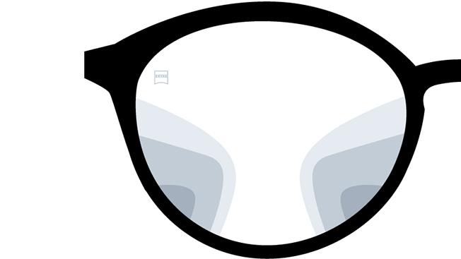 Visualisering av ZEISS progressive Precision Plus-glass. Bildet viser sikten gjennom brilleglassene.