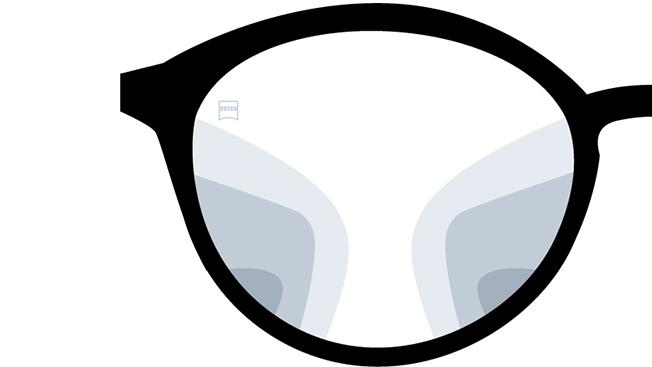 Visualisering av ZEISS progressive Precision Pure-glass. Bildet viser sikten gjennom brilleglassene.
