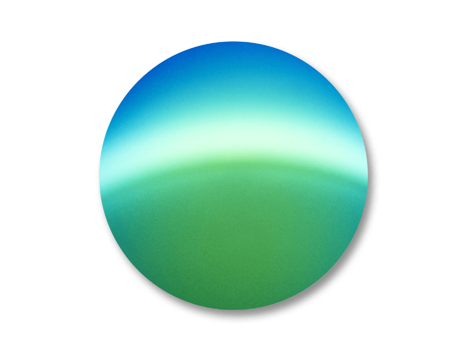 ZEISS DuraVision speilfarge grønn med en blå toning på toppen.