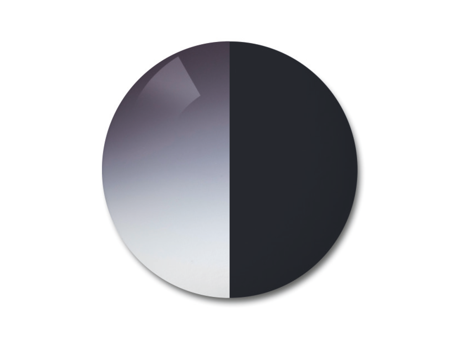 Illustrasjon av ZEISS Adaptive Sun fotokromatisk glass i fargealternativet gradert grått 